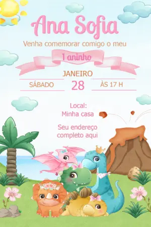 Invitación de cumpleaños Dinosaurio – Estático – Fernando Martins