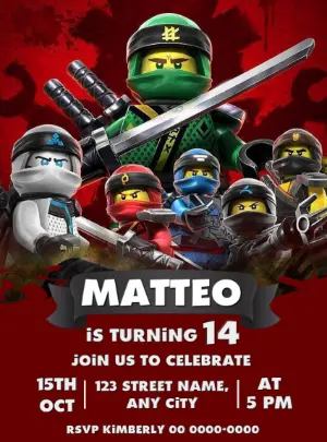 Ninjago Birthday Invitation | Action-Packed Editable Template
