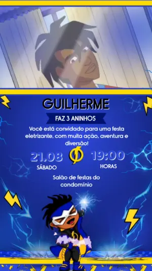 Convite Animado Aniversário Super Choque para Editar Online