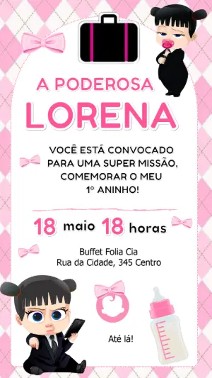 Convite de Aniversário A Poderosa Chefinha Rosa Editável