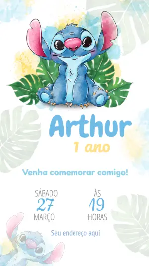 Invitación de cumpleaños Stitch – Estático – MR Produções