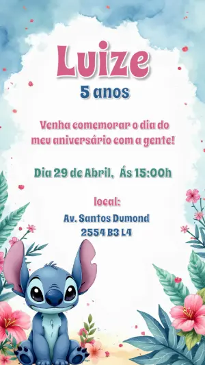 Invitación de cumpleaños Stitch – Estático – CollorGraph Convites