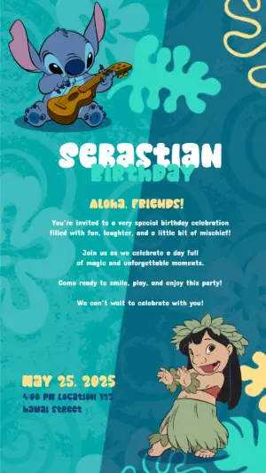 Editable Lilo & Stitch Birthday Invitation Template