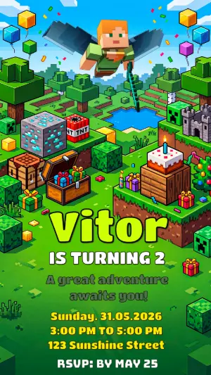 Minecraft Birthday Invitation | Editable Digital Template