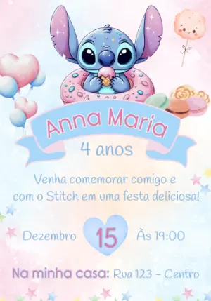 Invitación de cumpleaños Stitch – Estático – Convites e Artes Digitais