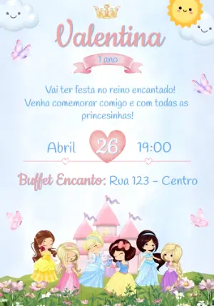 Invitación de cumpleaños Princesas – Estático – Convites e Artes Digitais