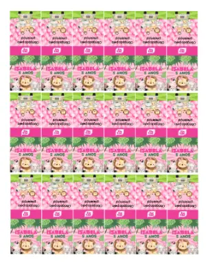 Rótulo para Tic Tac Safari Rosa Aniversário Menina Editável
