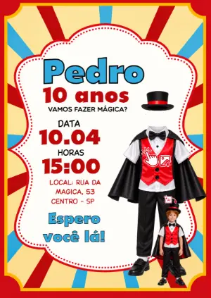 Convite Aniversário Mágico com Foto IA: Vire o Mágico da Festa!