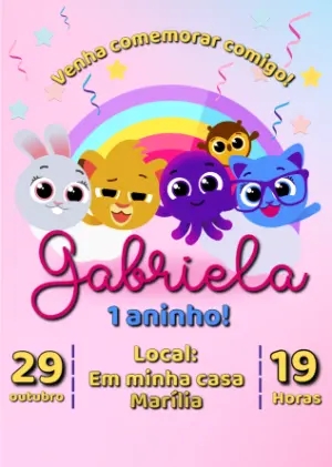 Convite Aniversário Bolofofos com a Turminha para Editar Online