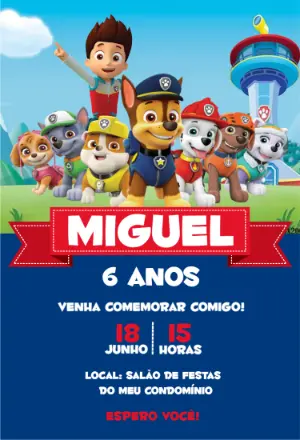 Invito di compleanno Paw Patrol – Statico – Mariana de Paula Correa da Silva