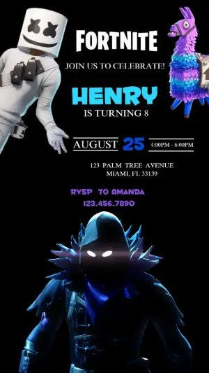 Fortnite Birthday Invitation Template | Editable Gaming Party Invite