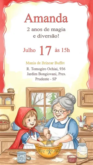 Convite de Aniversário Chapeuzinho Vermelho para Editar