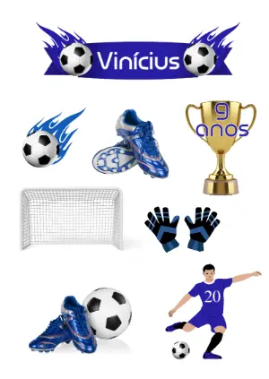 Kit Topper de Bolo Futebol com Elementos para Editar e Imprimir