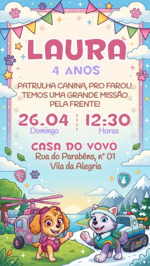 Invito di compleanno Paw Patrol – Statico – Festôu Convites