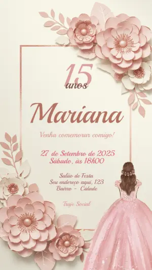 Quinceañera Invitation – Static – Convite digital - Edite você mesmo