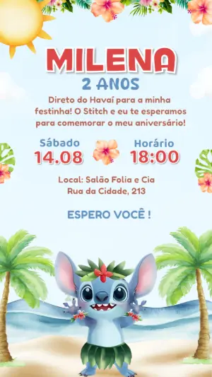 Invitación de cumpleaños Stitch – Estático – Felicity Artes