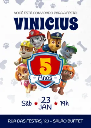 Invito di compleanno Paw Patrol – Statico – Danjo