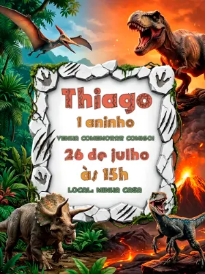 Invitación de cumpleaños Dinosaurio – Estático – Alegria no ar