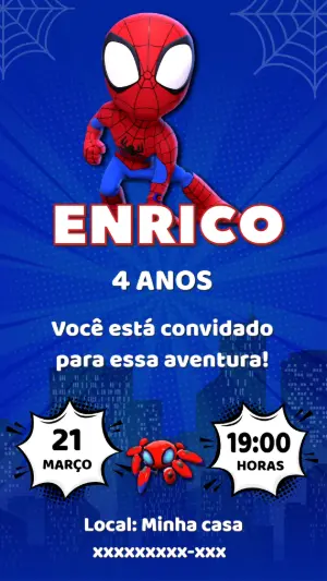 Convite de Aniversário Homem-Aranha Fofo para Editar