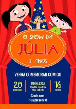 Convite de Aniversário Show da Luna Colorido para Editar