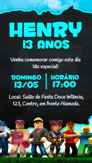 Invito di compleanno Roblox – Statico – Idesign Personalizados