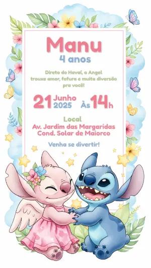 Invitación de cumpleaños Stitch – Estático – CollorGraph Convites