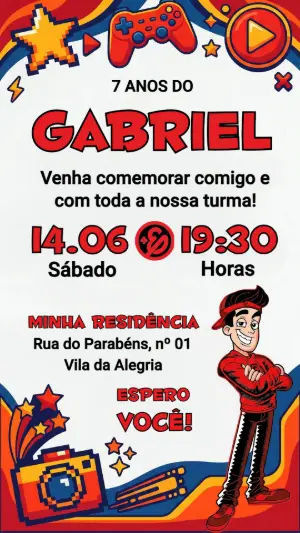 Convite de Aniversário Enaldinho Youtuber Editável