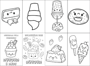 Mini Livro de Colorir Doces Kawaii para Editar e Imprimir