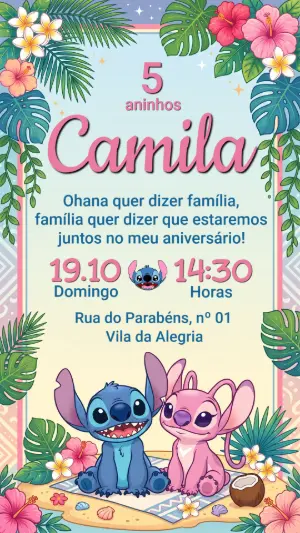 Invitación de cumpleaños Stitch – Estático – Festôu Convites
