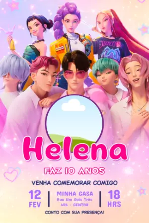 Invitation d'anniversaire KPop Demon Hunters – Statique – Jotta Arts