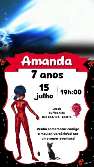 Convite Animado de Aniversário Ladybug: Vídeo Editável para Festa