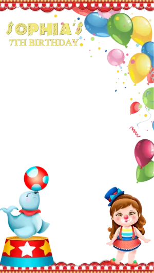 Fun Circus Birthday Photo Frame Template | Editable Digital Art