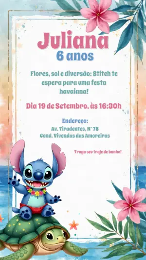 Invitación de cumpleaños Stitch – Estático – CollorGraph Convites