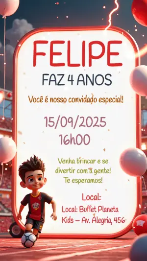 Soccer Birthday Invitation – Static – Convites Digitais Exclusivos