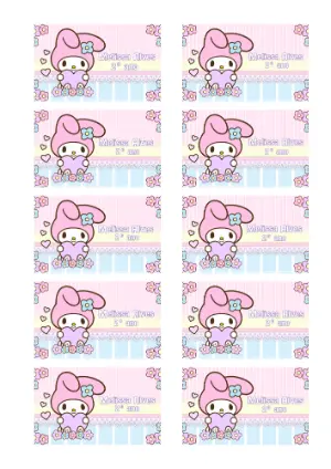Etiqueta Escolar My Melody Rosa Fofa para Editar e Imprimir