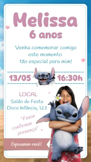 Invitación de cumpleaños Stitch – Estático – Idesign Personalizados