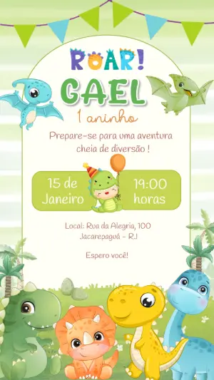 Invitación de cumpleaños Dinosaurio – Estático – Felicity Artes