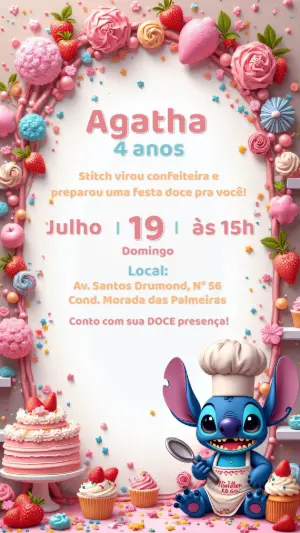 Invitación de cumpleaños Stitch – Estático – CollorGraph Convites
