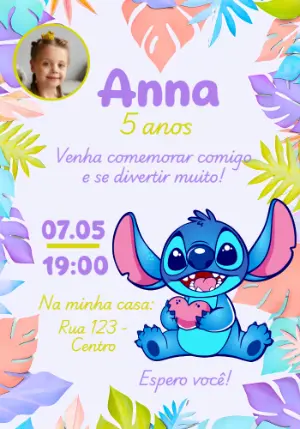 Invitación de cumpleaños Stitch – Estático – Convites e Artes Digitais