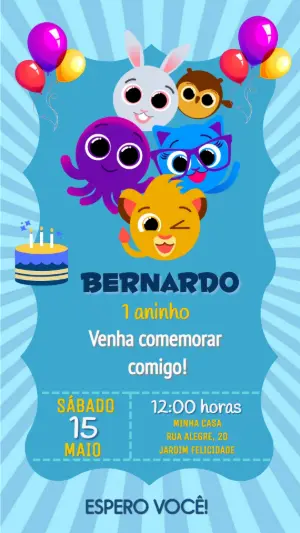 Convite de Aniversário Bolofofos com Personagens para Editar