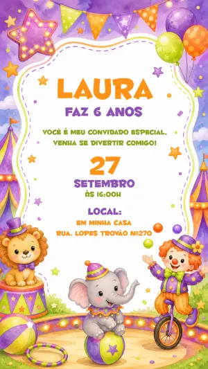 Invitation d'anniversaire Cirque – Statique – CollorGraph EDITOR