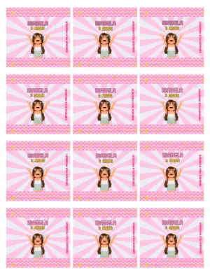 Adesivo para Bala Personalizada Roblox Menina Editável para Aniversário