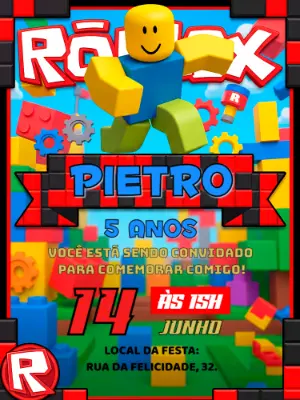 Invito di compleanno Roblox – Statico – Alegria no ar