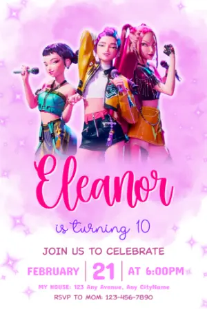 K-Pop Demon Hunter Birthday Invitation | Editable Digital Template