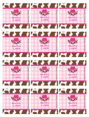 Adesivo para Bala Personalizada para Lembrancinha Festa Cowgirl Rosa