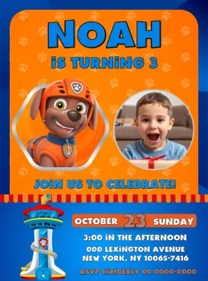 Editable Paw Patrol Birthday Invitation Template with Photo