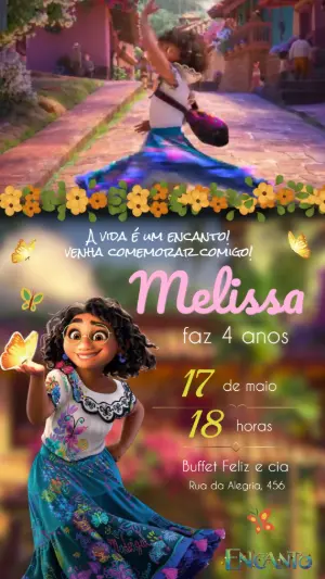 Vídeo Convite de Aniversário Encanto Mirabel Editável