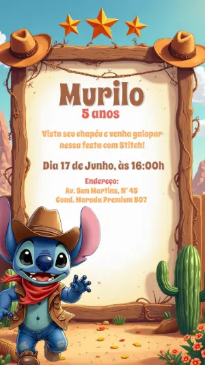 Invitación de cumpleaños Stitch – Estático – CollorGraph Convites