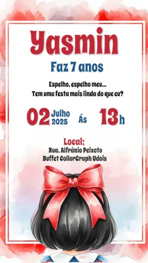 Convite de Aniversário Branca de Neve para Editar Online