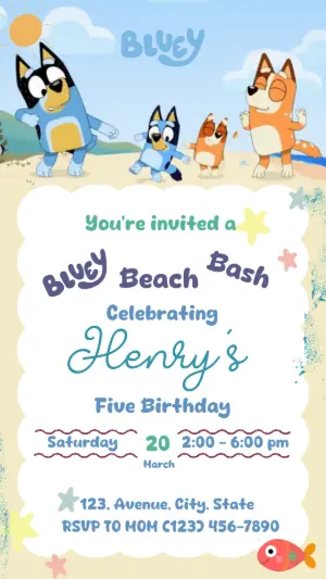 Animated Bluey Birthday Invitation to Edit Online